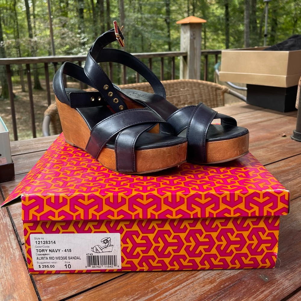 Tory Burch almita mid wedge sandal sz 10